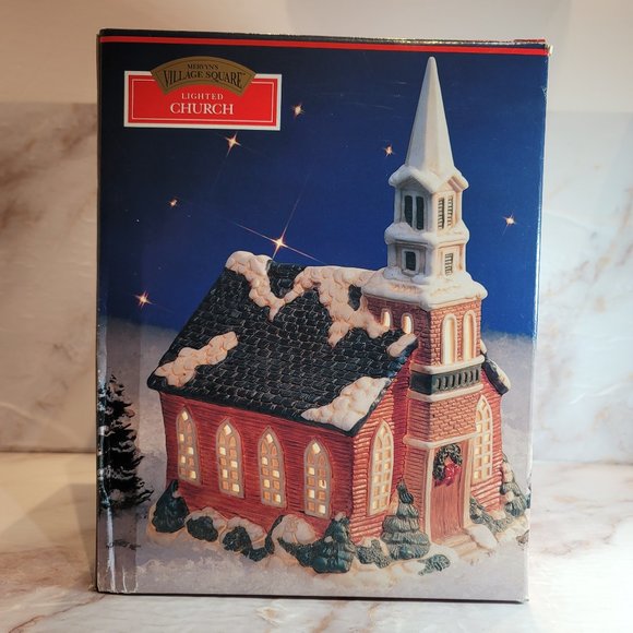Village Square Vintage Lighted Church Christmas - Picture 3 of 11